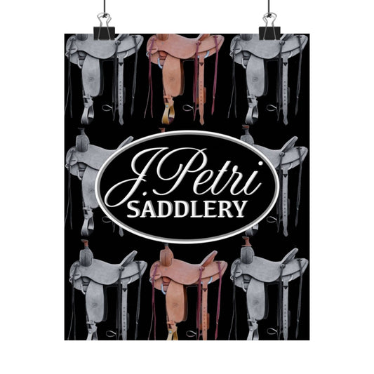 Saddle Pattern Matte Poster — J. Petri Saddlery Logo