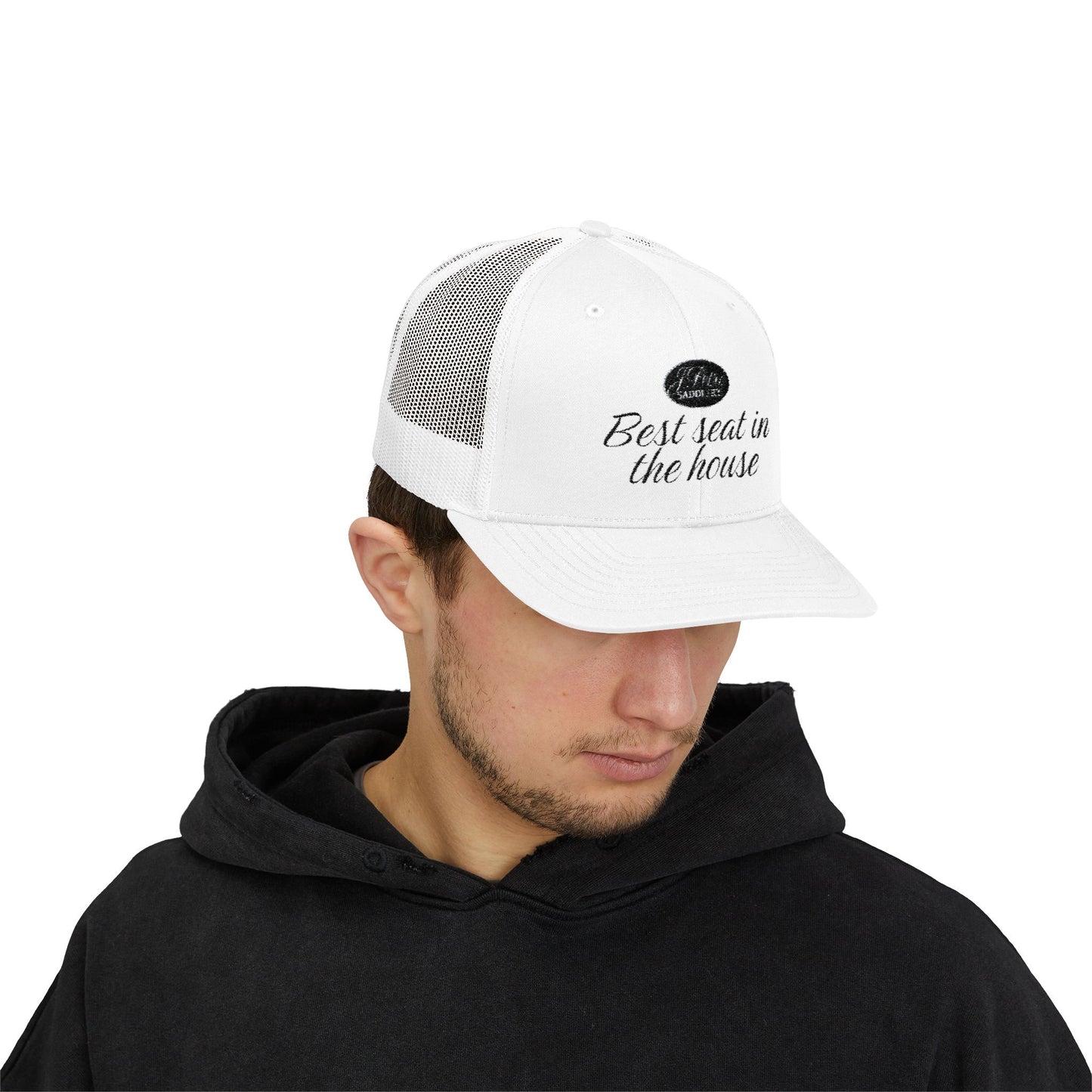 Best Seat in The House Trucker Cap White