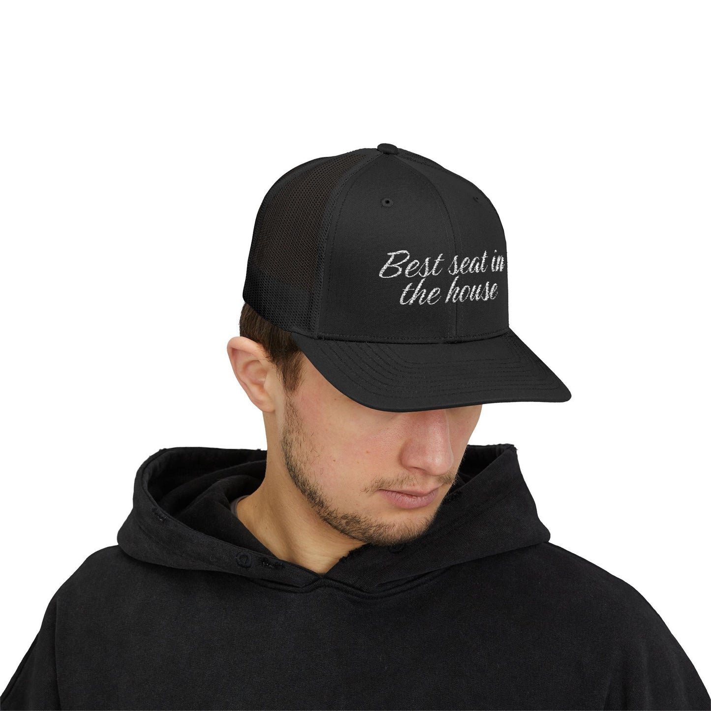 Best Seat in the House Trucker Cap Black No Logo